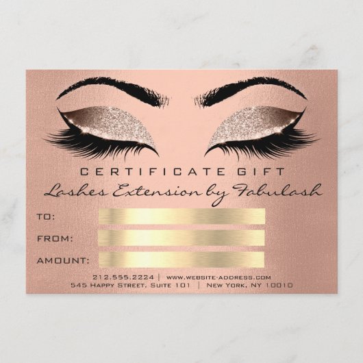 Lash Skin Roos Gold Makeup Artist Certificate Gift (Voorkant)