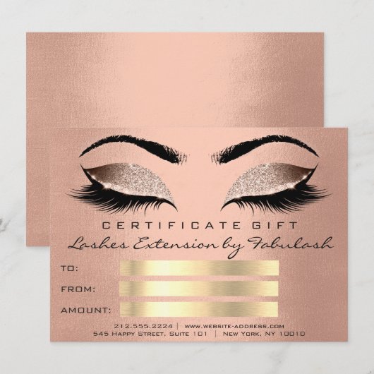 Lash Skin Roos Gold Makeup Artist Certificate Gift (Voorkant / Achterkant)