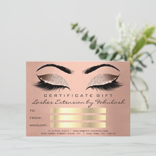 Lash Skin Roos Gold Makeup Artist Certificate Gift (Staand voorkant)