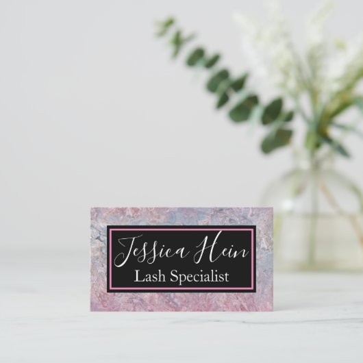 Lash Specialist Monogram Glitter Script Salon Visitekaartje (Staand voorkant)