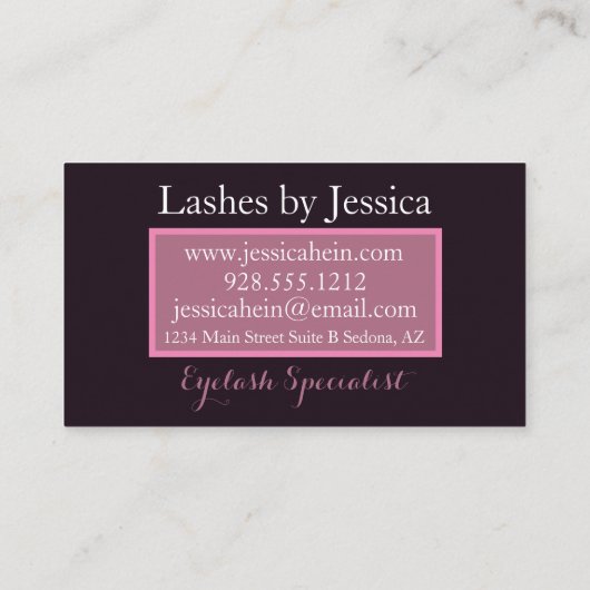 Lash Specialist Monogram Glitter Script Salon Visitekaartje (Achterkant)