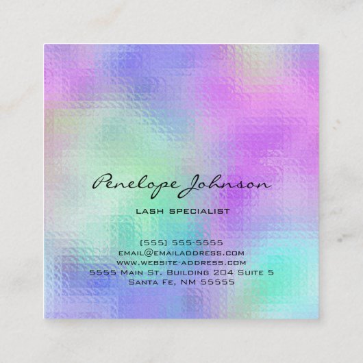 Lash Specialist Paars en Blue Elegant Abstract Vierkante Visitekaartje (Achterkant)