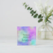 Lash Specialist Paars en Blue Elegant Abstract Vierkante Visitekaartje (Staand voorkant)