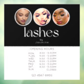 Lash Studio 3 Foto Openingstijden Zwart Wit Raamsticker (Vel 3)