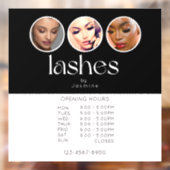 Lash Studio 3 Foto Openingstijden Zwart Wit Raamsticker (Vel 2)