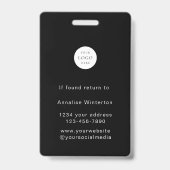 Lash Stylist Minimaal Zwart Wit Script Logo Foto Badge (Achterkant)