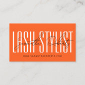 Lash stylist modern typografie script neon sinaasa visitekaartje (Voorkant)