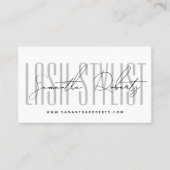 Lash stylist modern typografie script wit visitekaartje (Voorkant)