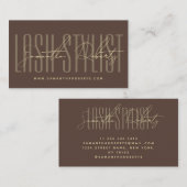 Lash stylist modern typography script brown visitekaartje (Voorkant / Achterkant)
