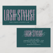 Lash stylist modern typography script green pink visitekaartje (Voorkant / Achterkant)