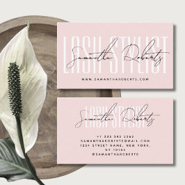 Lash stylist moderne typografie blush roze visitekaartje
