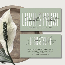 Lash stylist moderne typografie salie groen visitekaartje