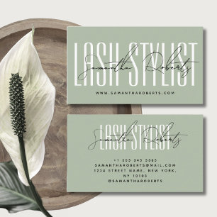 Lash stylist moderne typografie salie groen visitekaartje