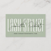 Lash stylist moderne typografie salie groen visitekaartje (Voorkant)
