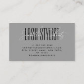 Lash stylist moderne typografie script grijs visitekaartje (Achterkant)