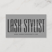 Lash stylist moderne typografie script grijs visitekaartje (Voorkant)