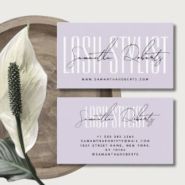 Lash stylist moderne typografie script lavendel visitekaartje