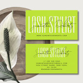 Lash stylist moderne typografie script neon groen visitekaartje