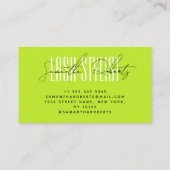 Lash stylist moderne typografie script neon groen visitekaartje (Achterkant)