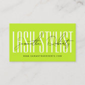 Lash stylist moderne typografie script neon groen visitekaartje (Voorkant)