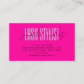 Lash stylist moderne typografie script neon roze visitekaartje (Achterkant)