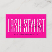 Lash stylist moderne typografie script neon roze visitekaartje (Voorkant)
