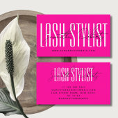 Lash stylist moderne typografie script neon roze visitekaartje
