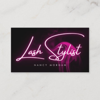 Lash Stylist Typografie Roze Neon Visitekaartje