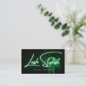 Lash Stylist Typography Green Neon  Visitekaartje (Staand voorkant)
