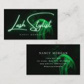 Lash Stylist Typography Green Neon  Visitekaartje (Voorkant / Achterkant)