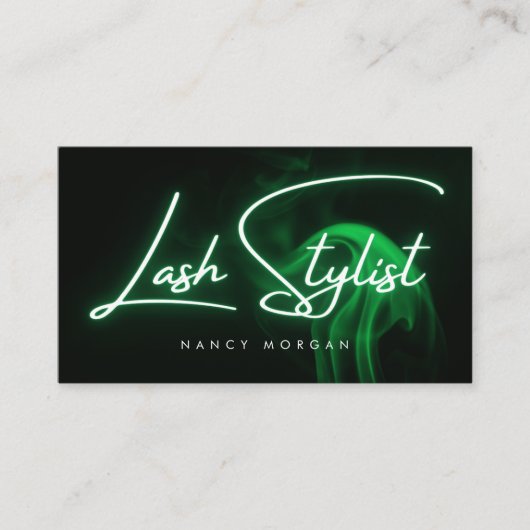 Lash Stylist Typography Green Neon  Visitekaartje (Voorkant)