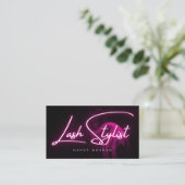 Lash Stylist Typography Pink Neon  Visitekaartje (Staand voorkant)