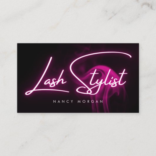 Lash Stylist Typography Pink Neon  Visitekaartje (Voorkant)
