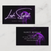 Lash Stylist Typography Purple Neon Visitekaartje (Voorkant / Achterkant)