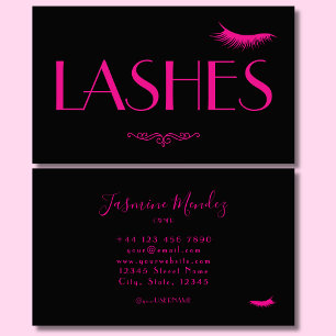 Lash Tech Black Pink Elegante Professionele Salon Visitekaartje