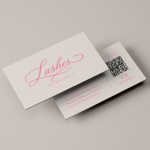 Lash Tech Elegant Lashes Script Roze Zand Visitekaartje