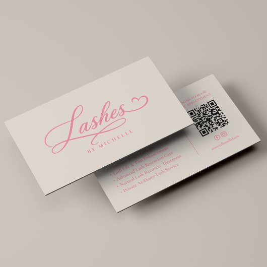 Lash Tech Elegant Lashes Script Roze Zand Visitekaartje