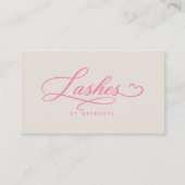Lash Tech Elegant Lashes Script Roze Zand Visitekaartje (Voorkant)
