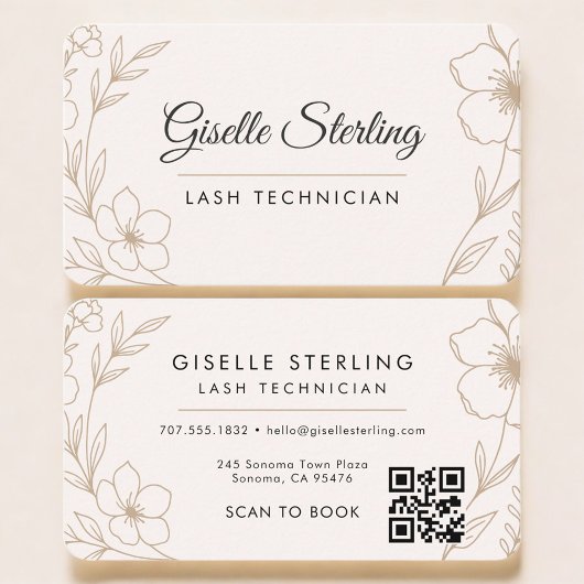 Lash Tech Floral QR Code Professional Visitekaartje