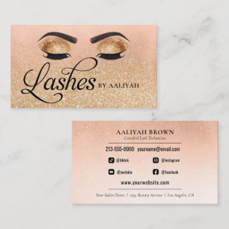 Lash Tech Gold Glam Glitter Eyes Beauty Salon Visitekaartje