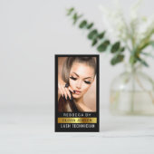 Lash Tech Golden en Black QR Code Visitekaartje (Staand voorkant)