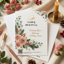 Lash Tech Kerstmis Wenskaart Botanica