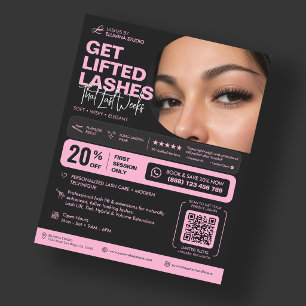 Lash Tech Lift Extensions Esthetische Roze Zwart Flyer