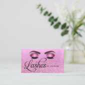 Lash Tech Pink Glam Glitter Eyes Luxury Salon Visitekaartje (Staand voorkant)