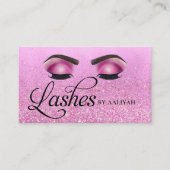 Lash Tech Pink Glam Glitter Eyes Luxury Salon Visitekaartje (Voorkant)