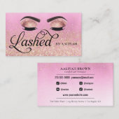 Lash Tech Pink Glam Gold Glitter Eyes Visitekaartje (Voorkant / Achterkant)