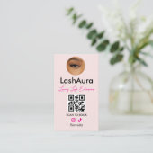 Lash Tech Pink Instagram QR Code Foto Visitekaartje (Staand voorkant)