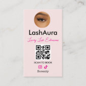 Lash Tech Pink Instagram QR Code Foto Visitekaartje (Voorkant)