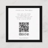 Lash Tech QR-code foto socials zwart wit vierkant Vierkante Visitekaartje (Achterkant)