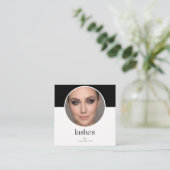Lash Tech QR-code foto socials zwart wit vierkant Vierkante Visitekaartje (Staand voorkant)